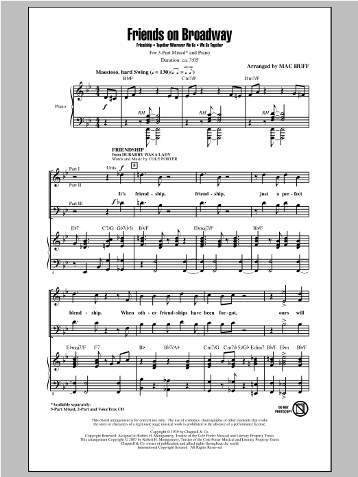 Mac Huff Friends on Broadway Sheet Music Notes & Chords for 3-Part Mixed - Download or Print PDF