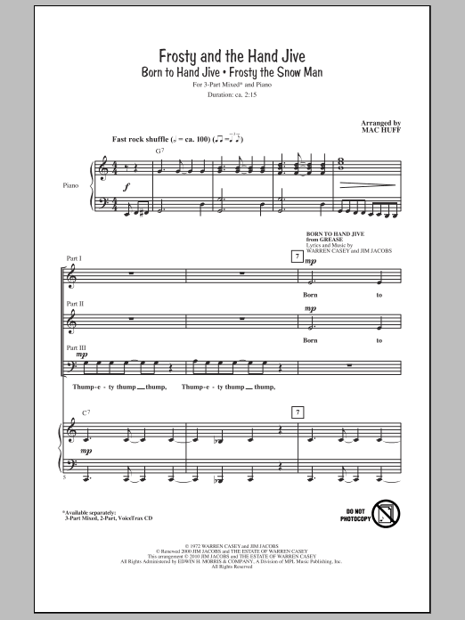 Mac Huff Frosty And The Hand Jive Sheet Music Notes & Chords for 3-Part Mixed - Download or Print PDF