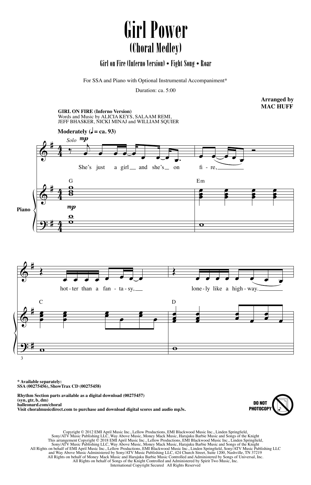 Mac Huff Girl Power (Choral Medley) Sheet Music Notes & Chords for SSA - Download or Print PDF