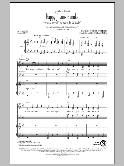 The Klezmatics Happy Joyous Hanuka (arr. Mac Huff) Sheet Music Notes & Chords for 2-Part Choir - Download or Print PDF
