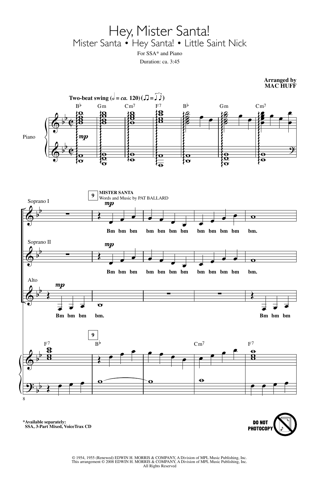 Mac Huff Hey, Mister Santa! Sheet Music Notes & Chords for SSA - Download or Print PDF