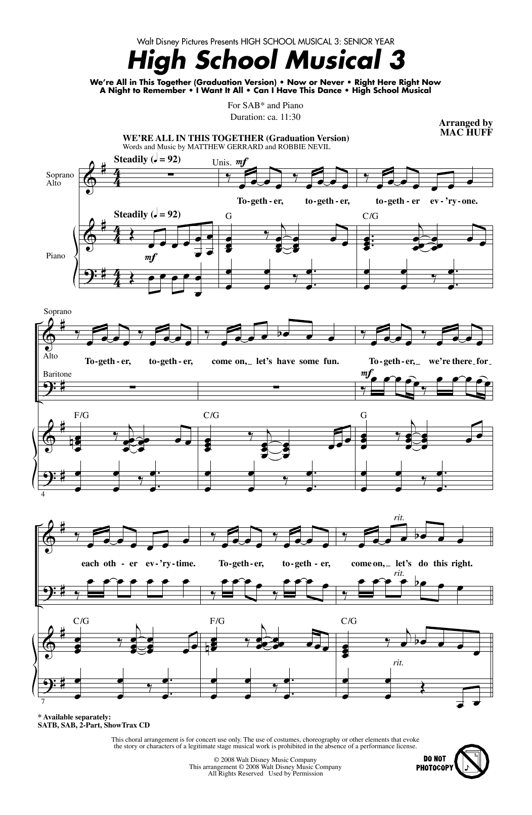 Mac Huff High School Musical 3 (Choral Medley) Sheet Music Notes & Chords for SATB - Download or Print PDF