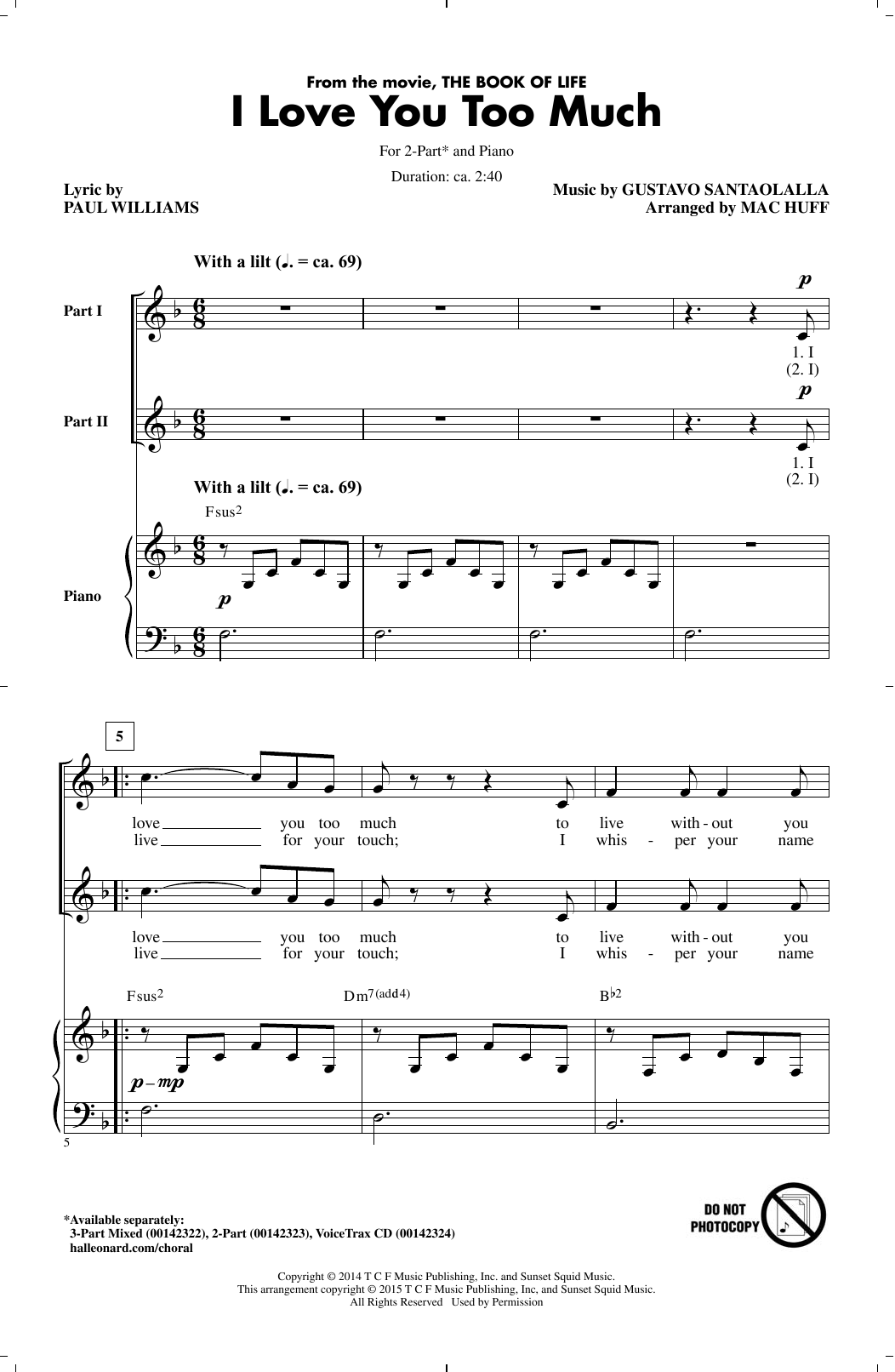 Diego Luna I Love You Too Much (arr. Mac Huff) Sheet Music Notes & Chords for 3-Part Mixed - Download or Print PDF