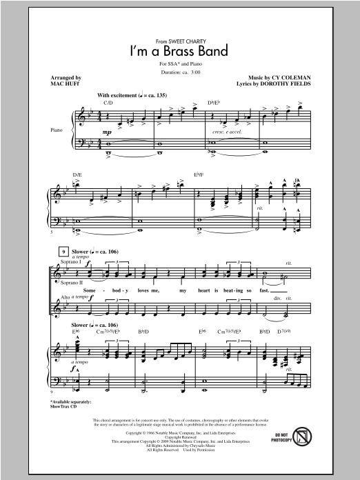 Cy Coleman I'm A Brass Band (from Sweet Charity) (arr. Mac Huff) Sheet Music Notes & Chords for SSA - Download or Print PDF