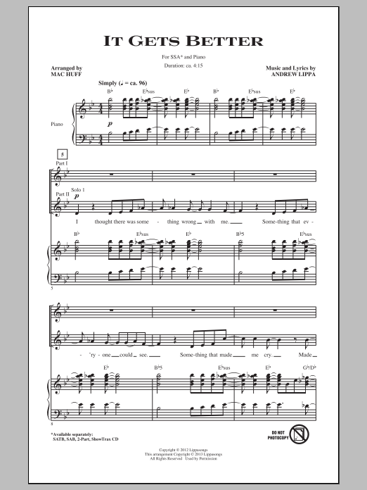 Mac Huff It Gets Better Sheet Music Notes & Chords for SAB - Download or Print PDF