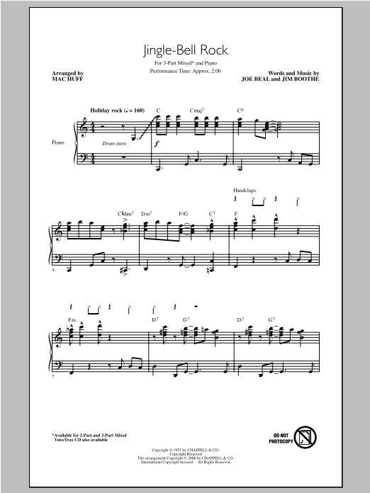 Bobby Helms Jingle Bell Rock (arr. Mac Huff) Sheet Music Notes & Chords for 3-Part Mixed - Download or Print PDF