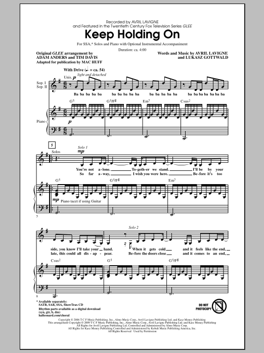 Mac Huff Keep Holding On Sheet Music Notes & Chords for SAB - Download or Print PDF