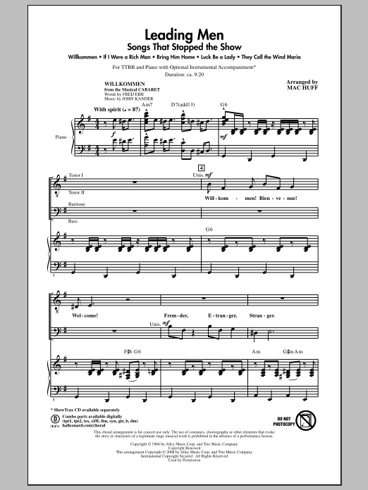 Mac Huff Leading Men: Songs That Stopped The Show (Medley) Sheet Music Notes & Chords for TTBB - Download or Print PDF
