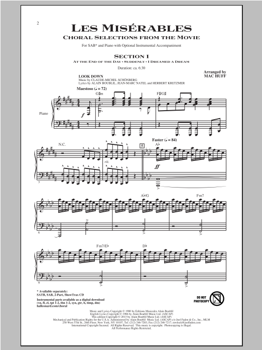 Mac Huff Les Miserables (Choral Selections From The Movie) Sheet Music Notes & Chords for 2-Part Choir - Download or Print PDF