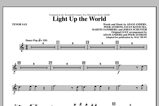 Mac Huff Light Up The World - Tenor Sax Sheet Music Notes & Chords for Choir Instrumental Pak - Download or Print PDF