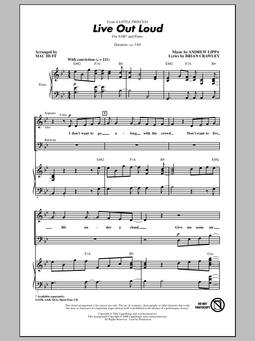 Mac Huff Live Out Loud Sheet Music Notes & Chords for SATB - Download or Print PDF