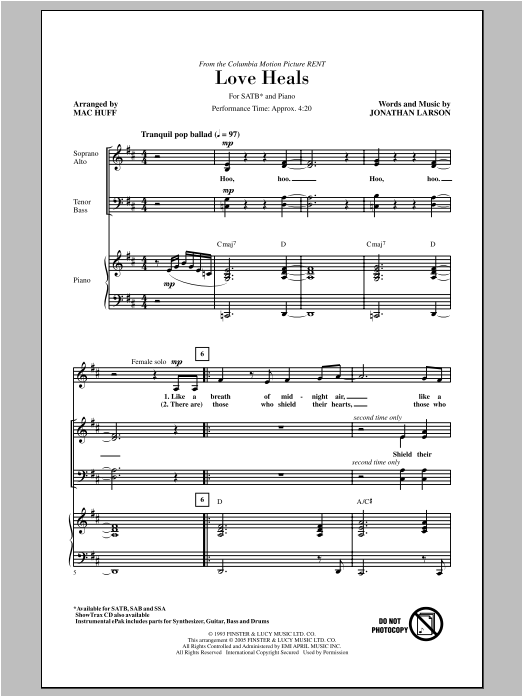 Mac Huff Love Heals Sheet Music Notes & Chords for SSA - Download or Print PDF