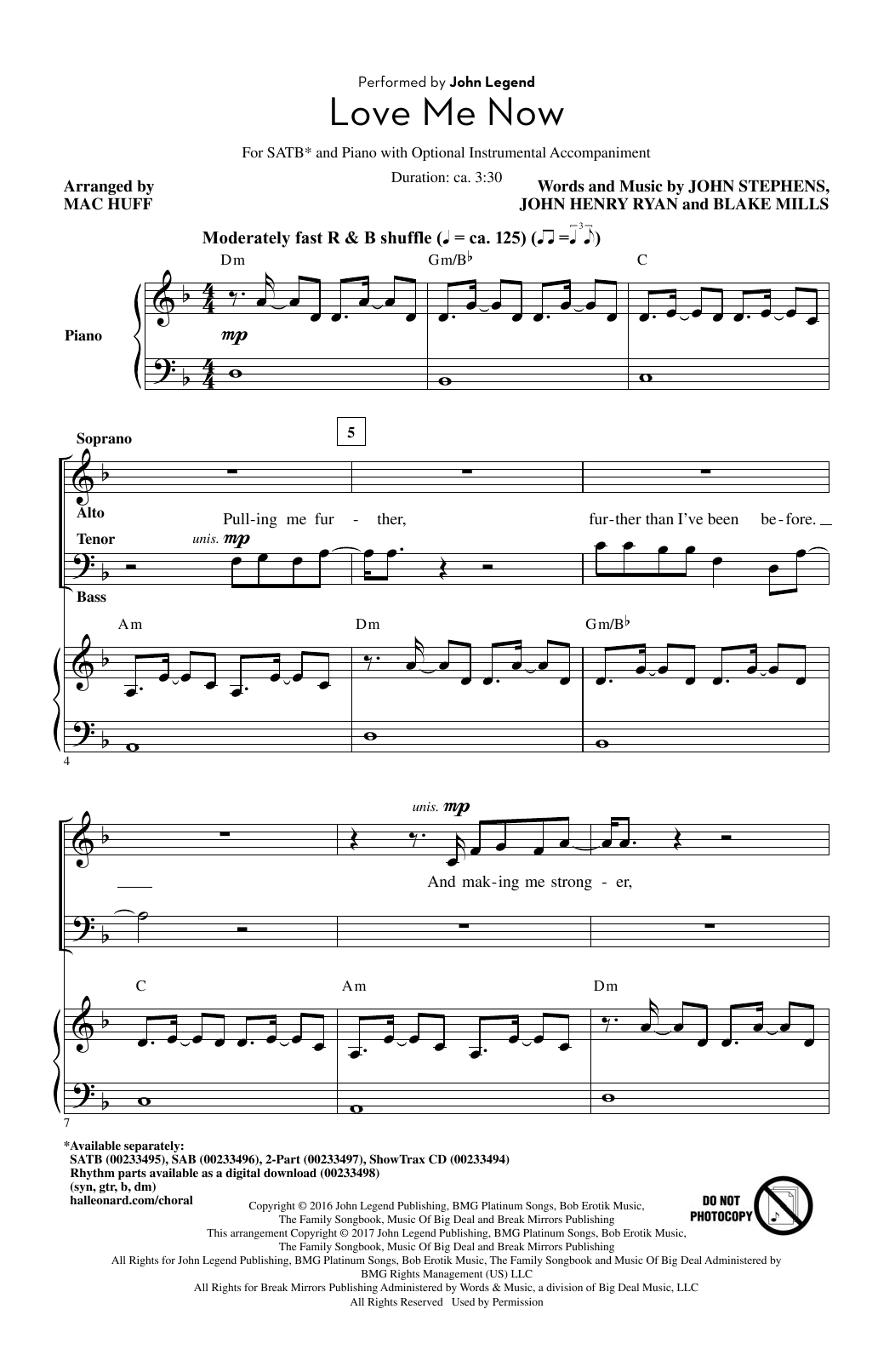 Mac Huff Love Me Now Sheet Music Notes & Chords for SATB - Download or Print PDF