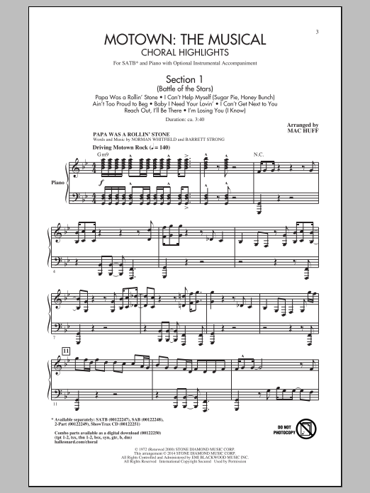 Mac Huff Motown The Musical (Choral Highlights) Sheet Music Notes & Chords for SATB - Download or Print PDF