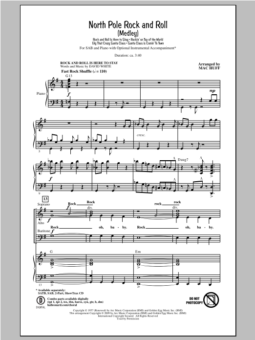 Mac Huff North Pole Rock And Roll (Medley) Sheet Music Notes & Chords for SAB - Download or Print PDF