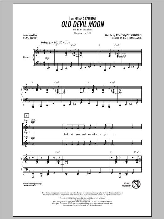 Mac Huff Old Devil Moon Sheet Music Notes & Chords for SSA - Download or Print PDF