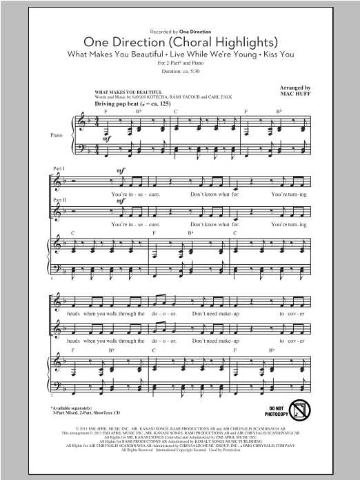 Mac Huff One Direction (Choral Highlights) Sheet Music Notes & Chords for 3-Part Mixed - Download or Print PDF