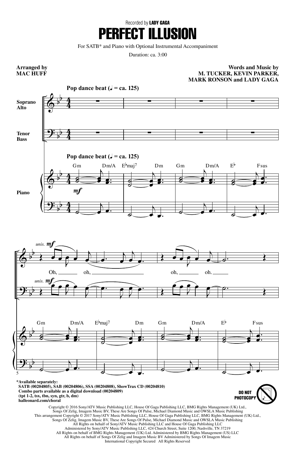 Mac Huff Perfect Illusion Sheet Music Notes & Chords for SAB - Download or Print PDF