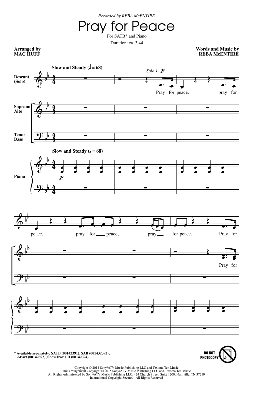 Mac Huff Pray For Peace Sheet Music Notes & Chords for SATB - Download or Print PDF