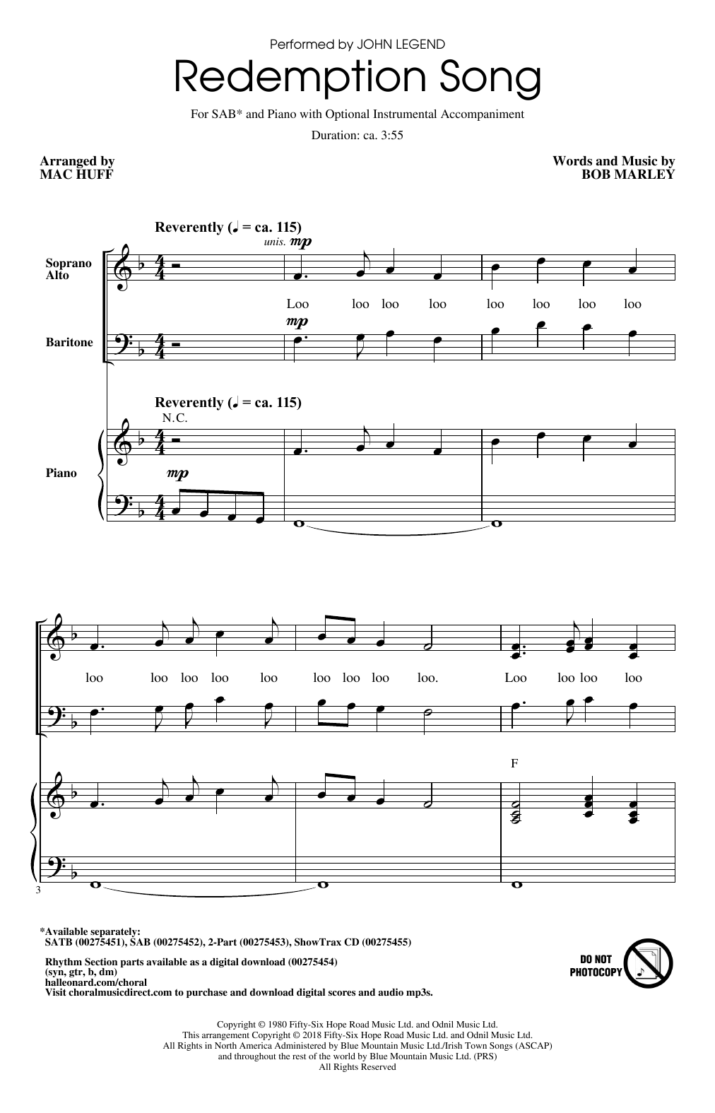 Mac Huff Redemption Song Sheet Music Notes & Chords for SATB - Download or Print PDF