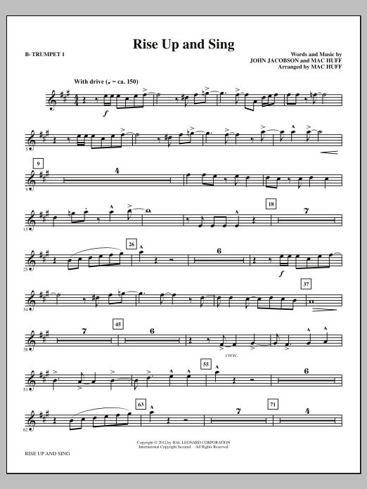 Mac Huff Rise Up And Sing - Bb Trumpet 1 Sheet Music Notes & Chords for Choir Instrumental Pak - Download or Print PDF