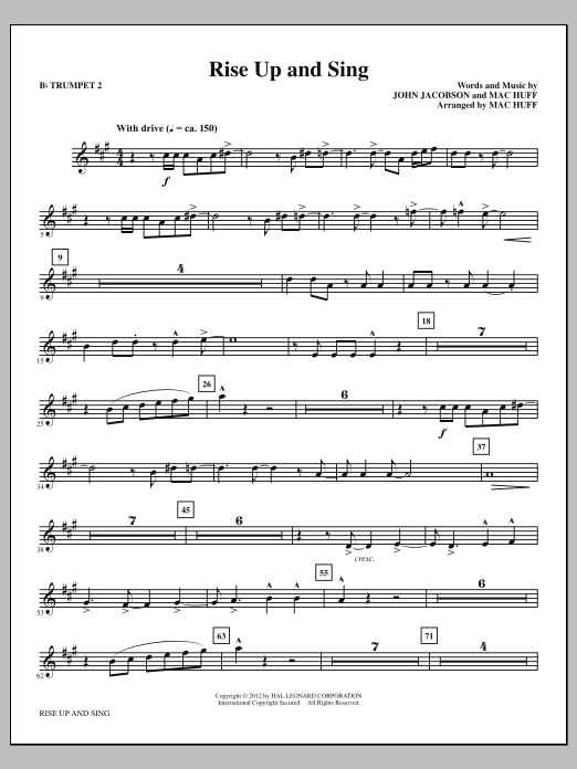 Mac Huff Rise Up And Sing - Bb Trumpet 2 Sheet Music Notes & Chords for Choir Instrumental Pak - Download or Print PDF