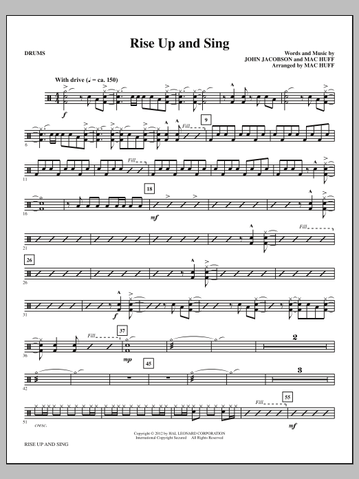 Mac Huff Rise Up And Sing - Drums Sheet Music Notes & Chords for Choir Instrumental Pak - Download or Print PDF