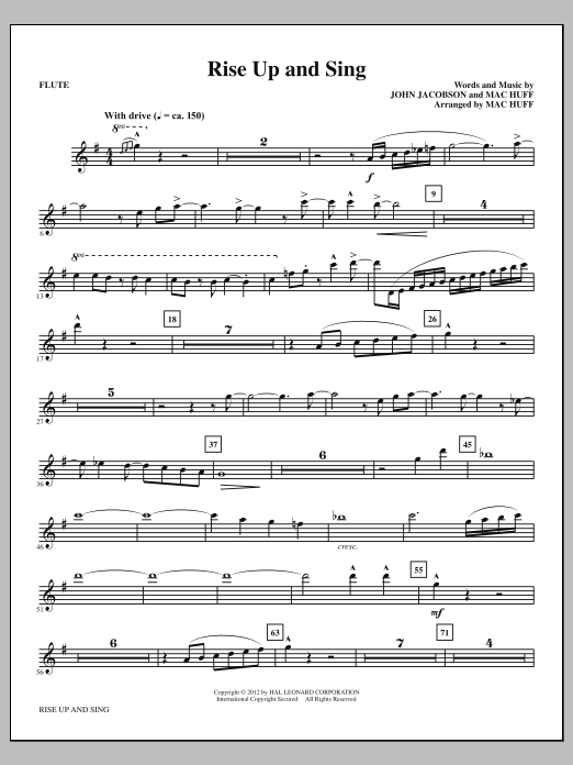 Mac Huff Rise Up And Sing - Flute Sheet Music Notes & Chords for Choir Instrumental Pak - Download or Print PDF