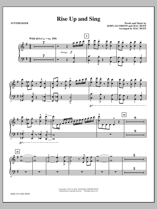 Mac Huff Rise Up And Sing - Synthesizer Sheet Music Notes & Chords for Choir Instrumental Pak - Download or Print PDF