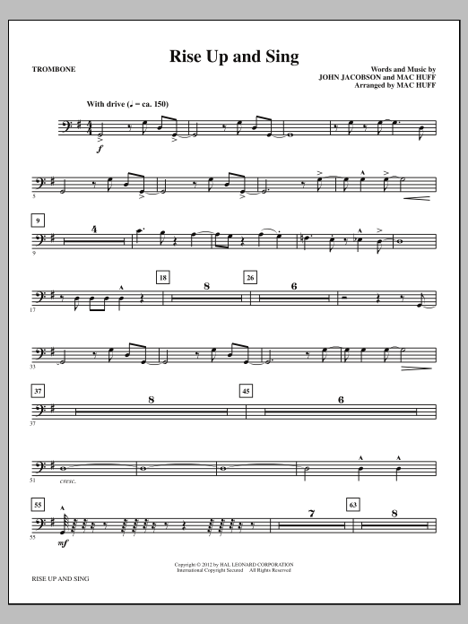 Mac Huff Rise Up And Sing - Trombone Sheet Music Notes & Chords for Choir Instrumental Pak - Download or Print PDF