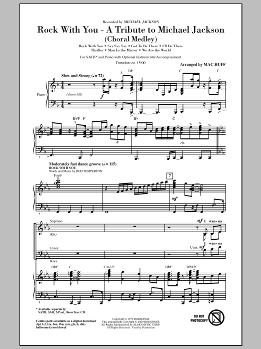 Mac Huff Rock With You - A Tribute to Michael Jackson (Medley) Sheet Music Notes & Chords for SAB - Download or Print PDF