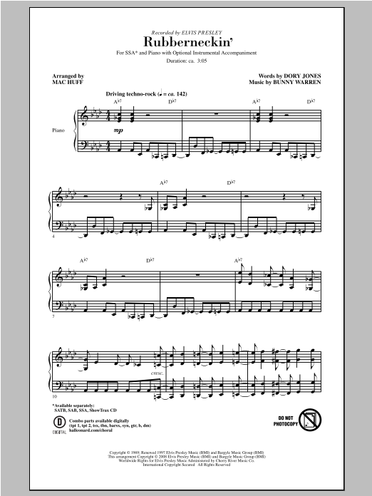 Elvis Presley Rubberneckin' (arr. Mac Huff) Sheet Music Notes & Chords for SAB - Download or Print PDF