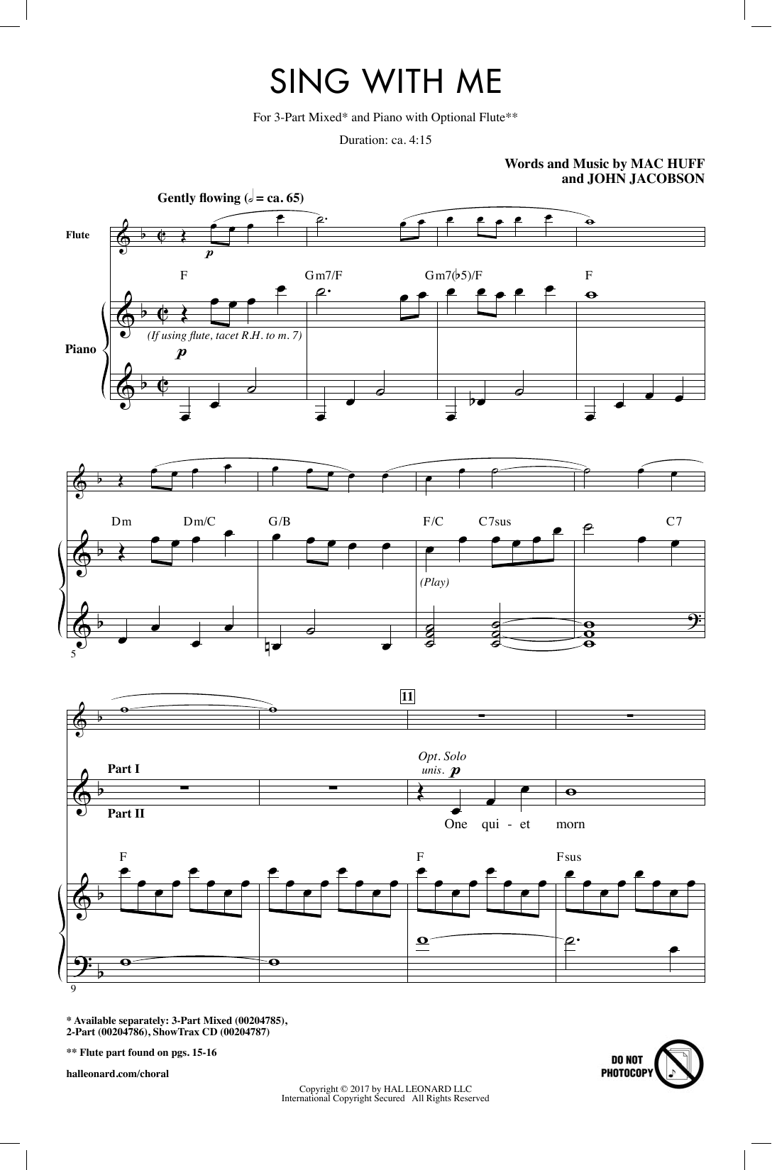Mac Huff Sing With Me Sheet Music Notes & Chords for 3-Part Mixed - Download or Print PDF