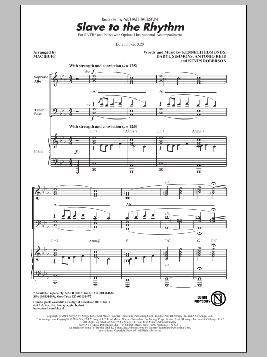 Michael Jackson Slave To The Rhythm (arr. Mac Huff) Sheet Music Notes & Chords for SSA - Download or Print PDF