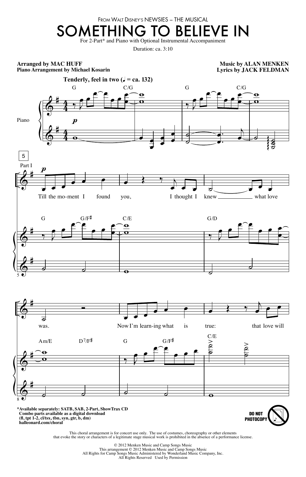 Alan Menken Something To Believe In (arr. Mac Huff) Sheet Music Notes & Chords for SAB - Download or Print PDF