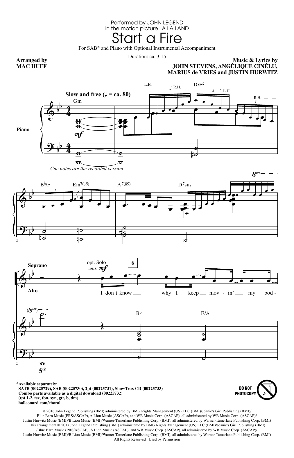 Mac Huff Start A Fire Sheet Music Notes & Chords for SAB - Download or Print PDF