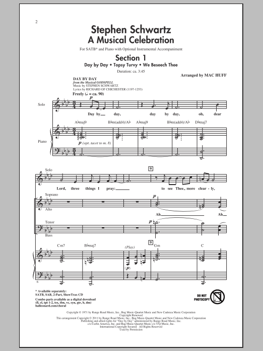 Stephen Schwartz A Musical Celebration (arr. Mac Huff) Sheet Music Notes & Chords for SATB - Download or Print PDF