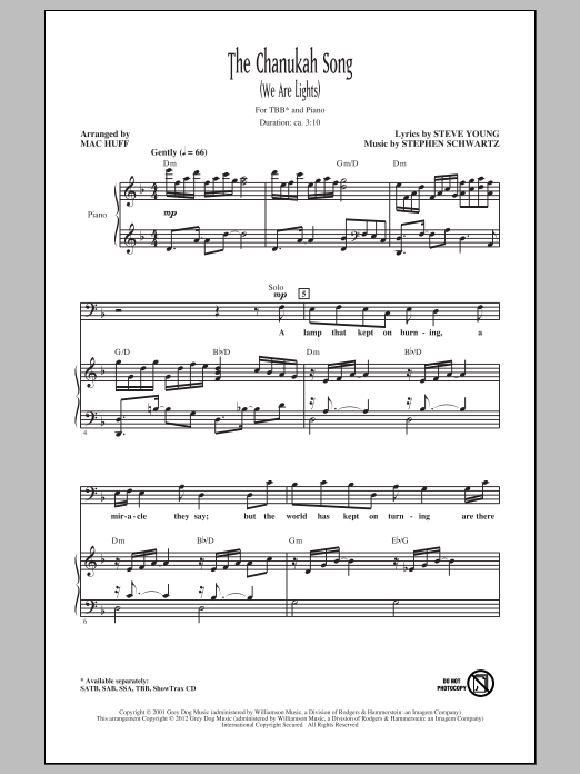 Mac Huff The Chanukah Song (We Are Lights) Sheet Music Notes & Chords for SATB - Download or Print PDF