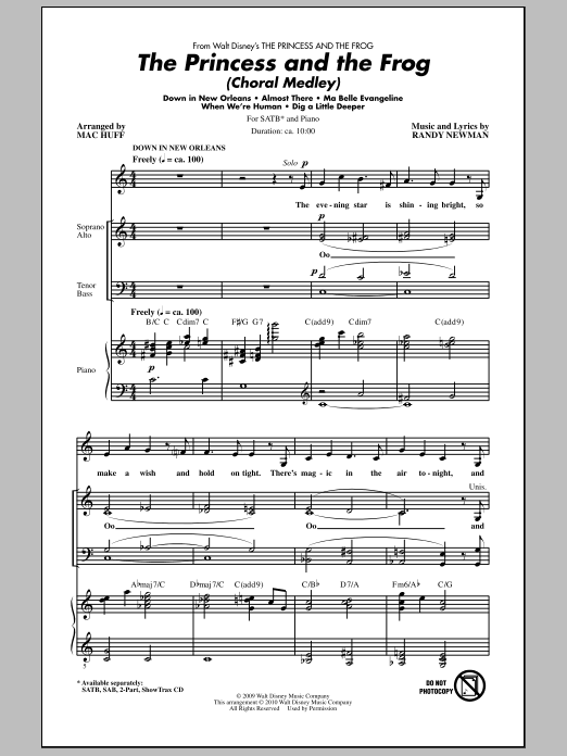 Mac Huff The Princess And The Frog (Choral Medley) Sheet Music Notes & Chords for SAB - Download or Print PDF