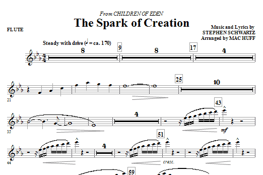 Mac Huff The Spark of Creation (from Children of Eden) - Flute Sheet Music Notes & Chords for Choir Instrumental Pak - Download or Print PDF