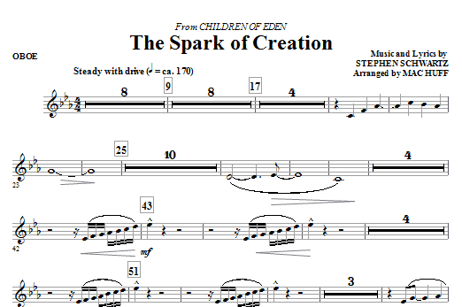 Mac Huff The Spark of Creation (from Children of Eden) - Oboe Sheet Music Notes & Chords for Choir Instrumental Pak - Download or Print PDF