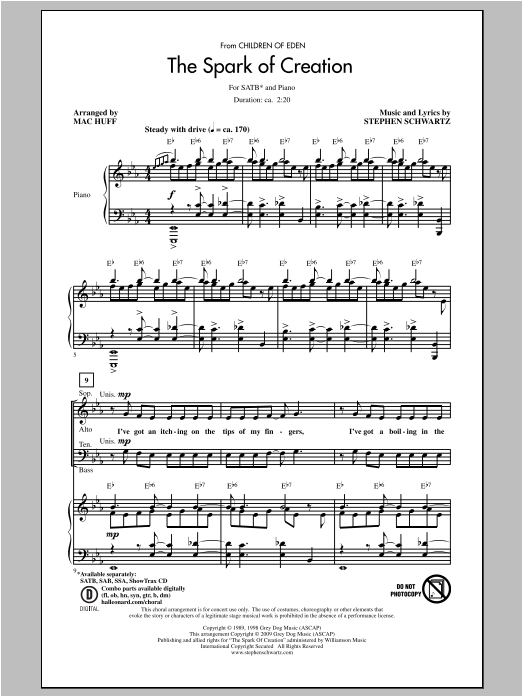Stephen Schwartz The Spark Of Creation (from Children of Eden) (arr. Mac Huff) Sheet Music Notes & Chords for SAB - Download or Print PDF