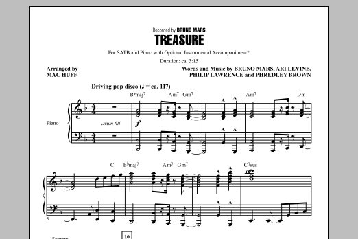 Bruno Mars Treasure (arr. Mac Huff) Sheet Music Notes & Chords for 2-Part Choir - Download or Print PDF