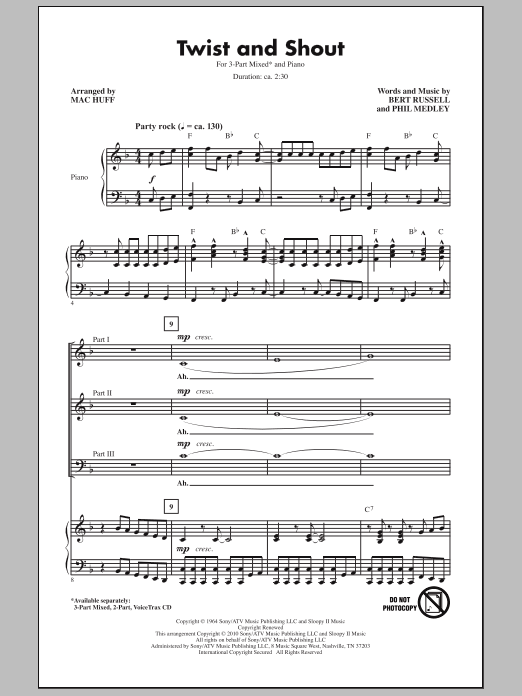 Mac Huff Twist And Shout Sheet Music Notes & Chords for 3-Part Mixed - Download or Print PDF