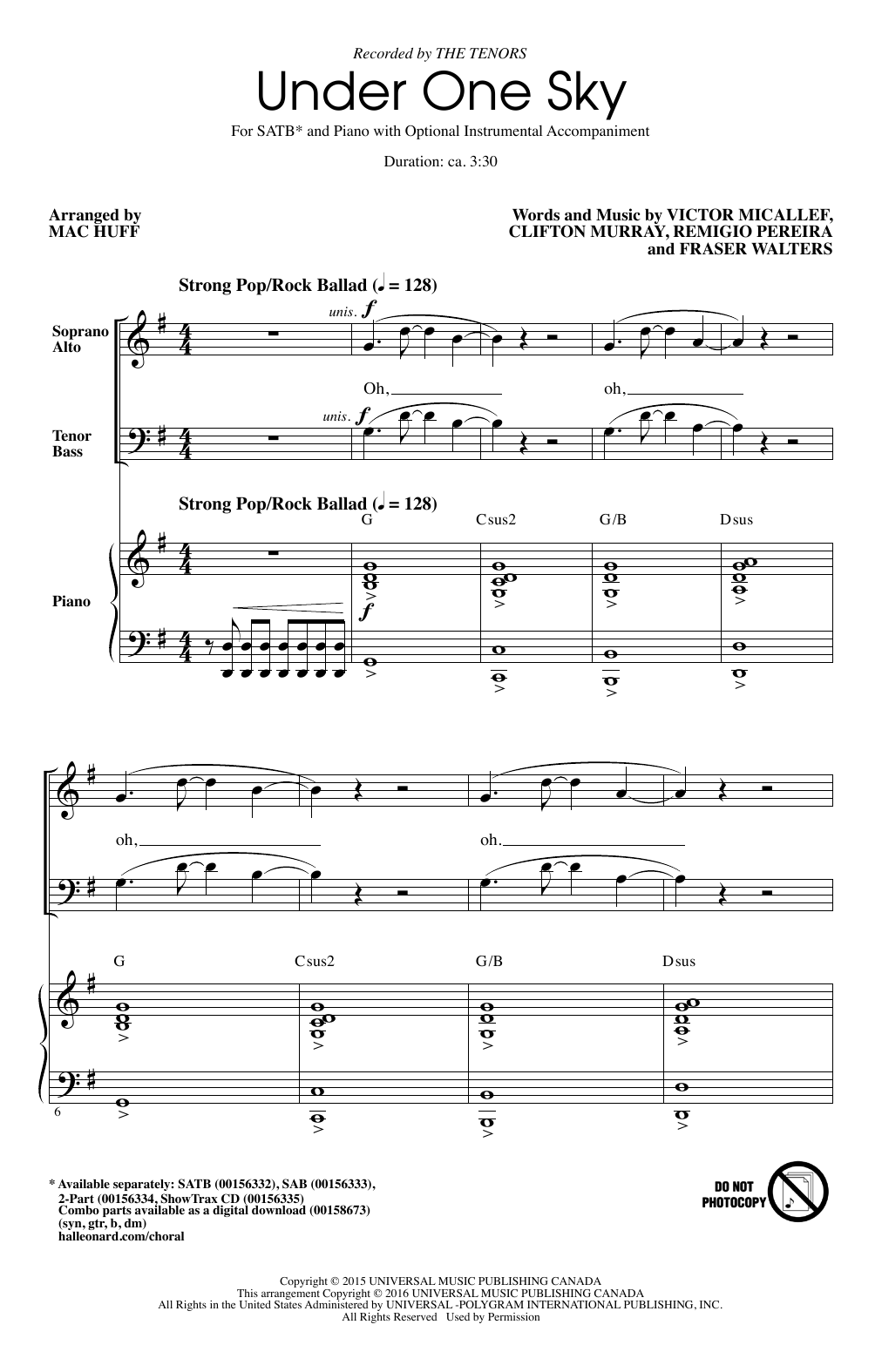 Mac Huff Under One Sky Sheet Music Notes & Chords for 2-Part Choir - Download or Print PDF
