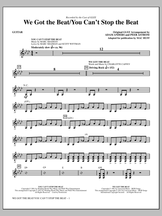 Mac Huff We Got The Beat / You Can't Stop The Beat - Guitar Sheet Music Notes & Chords for Choir Instrumental Pak - Download or Print PDF