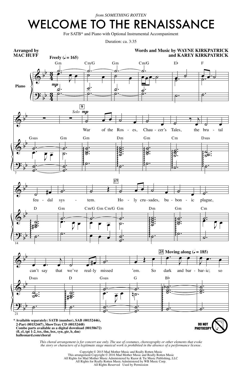 Mac Huff Welcome To The Renaissance Sheet Music Notes & Chords for SATB - Download or Print PDF