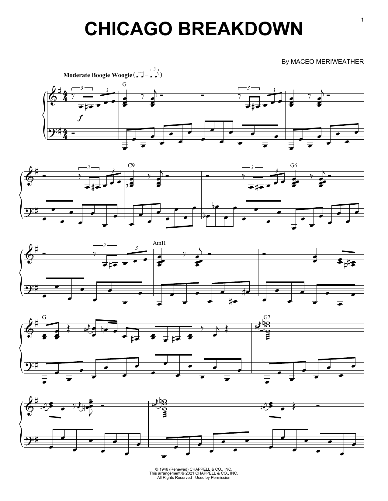 Maceo Meriweather Chicago Breakdown (arr. Brent Edstrom) Sheet Music Notes & Chords for Piano Solo - Download or Print PDF