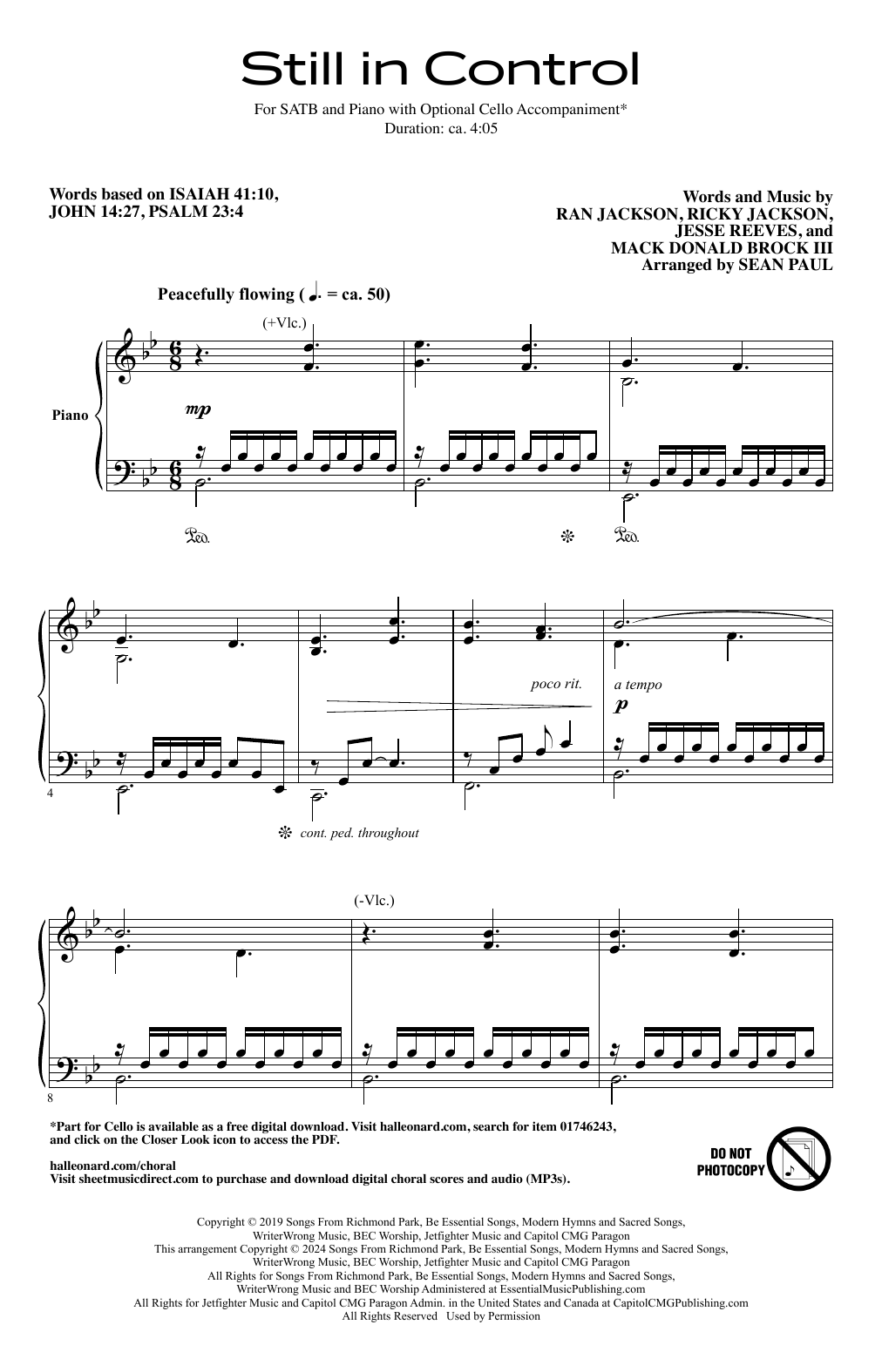 Mack Brock Still In Control (arr. Sean Paul) Sheet Music Notes & Chords for SATB Choir - Download or Print PDF