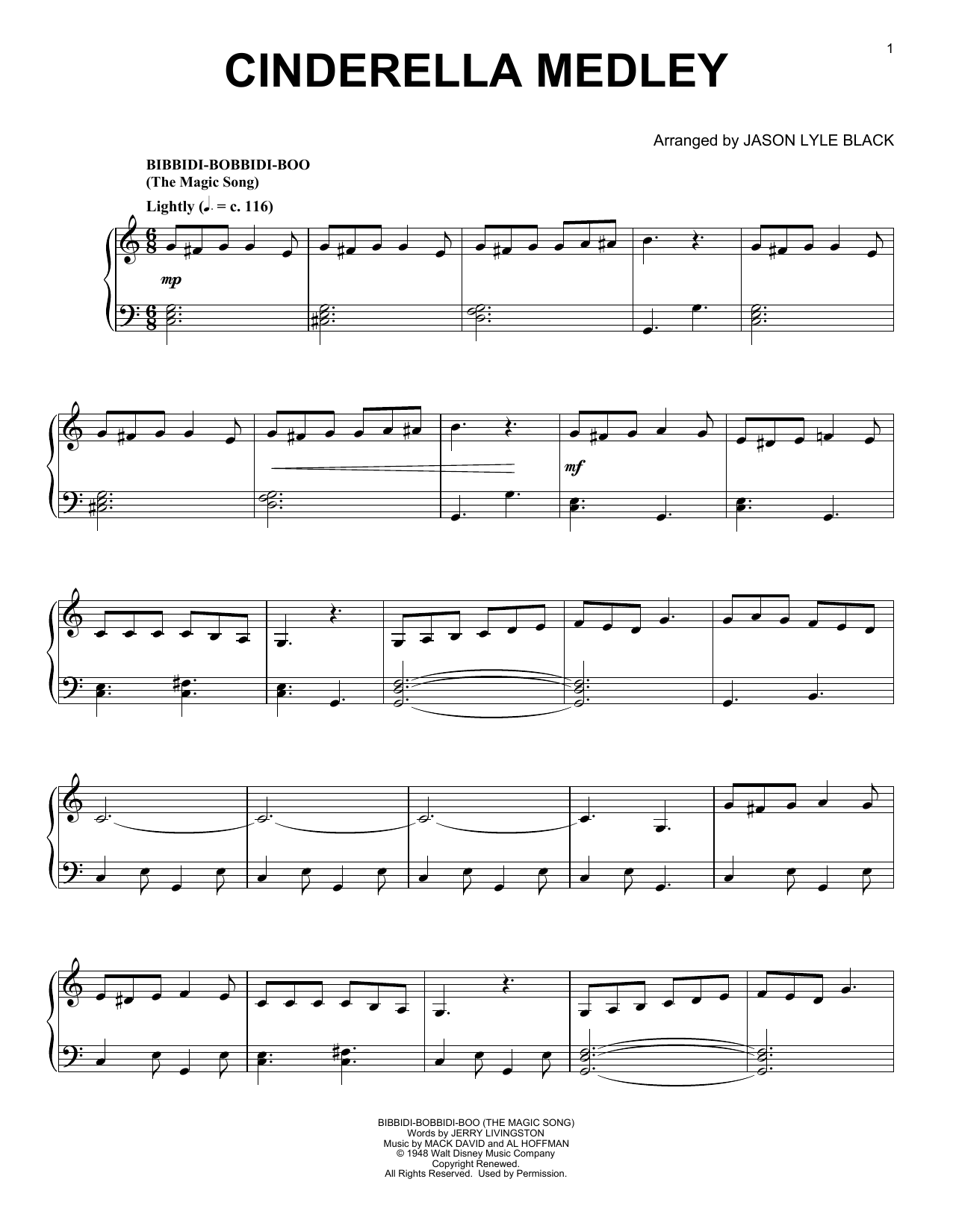 Mack David, Al Hoffman and Jerry Livingston Cinderella Medley (arr. Jason Lyle Black) Sheet Music Notes & Chords for Piano - Download or Print PDF
